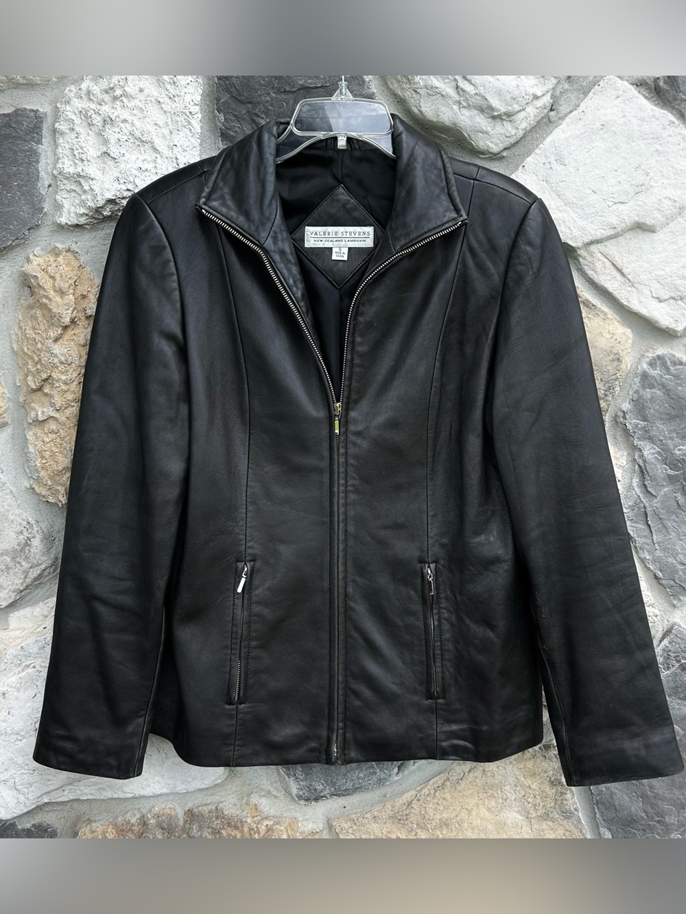 Vintage Valerie Stevens Lambskin Leather Jacket Size S Black Chic Closet Staple